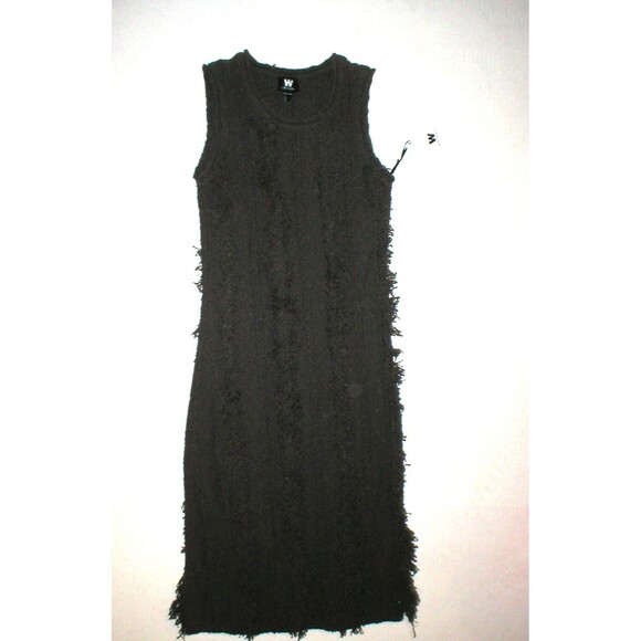 Womens NWT $298 Worth New York XS P Dress Coco Dark Brown Fringe Sleeveless Knit - Picture 7 of 11